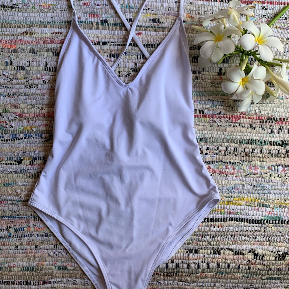 Basic white cross back one piece